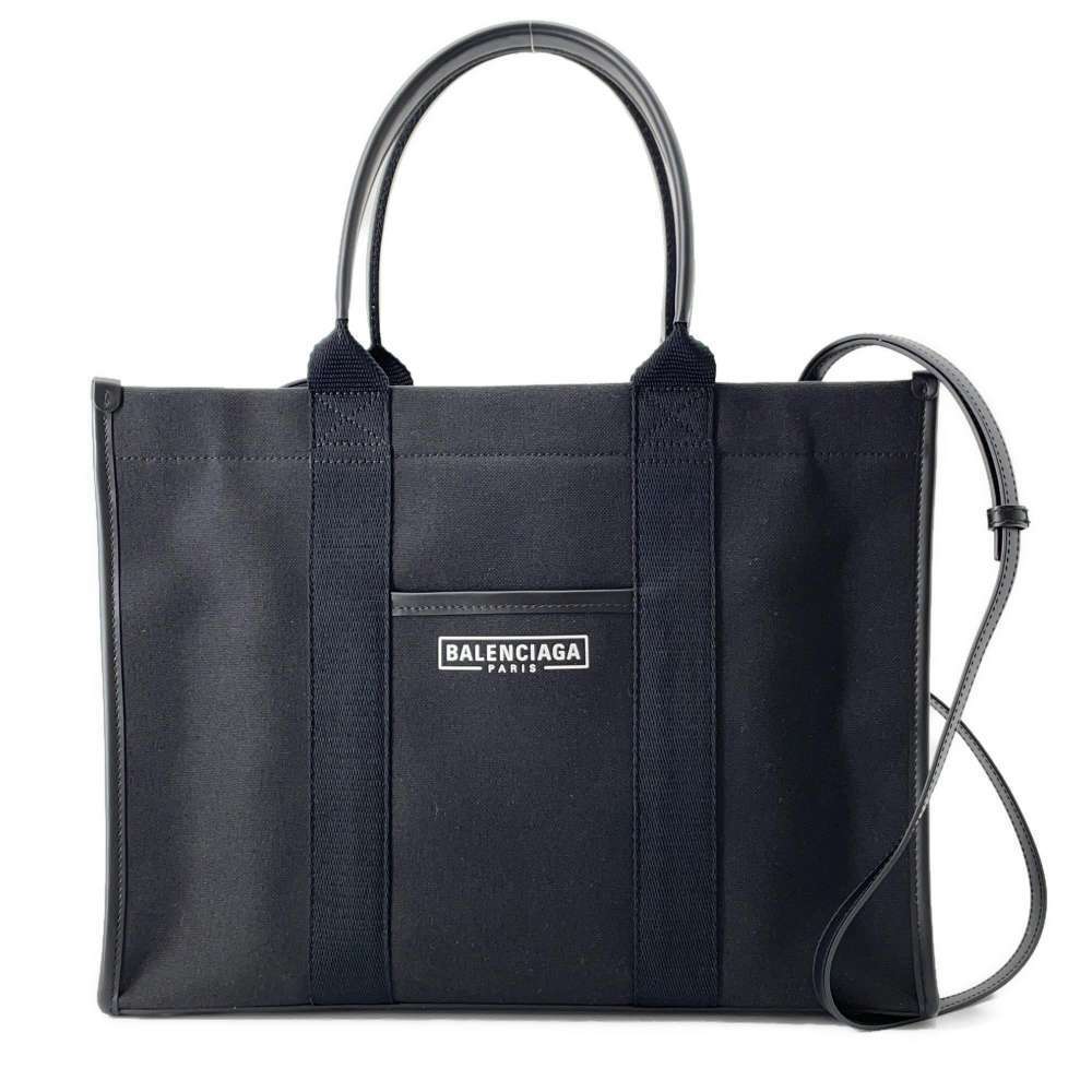 Balenciaga Tote Bag Logo Canvas Black